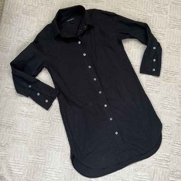 Banana Republic button down long sleeve classic shirt dress in black Size Small - Picture 6 of 16